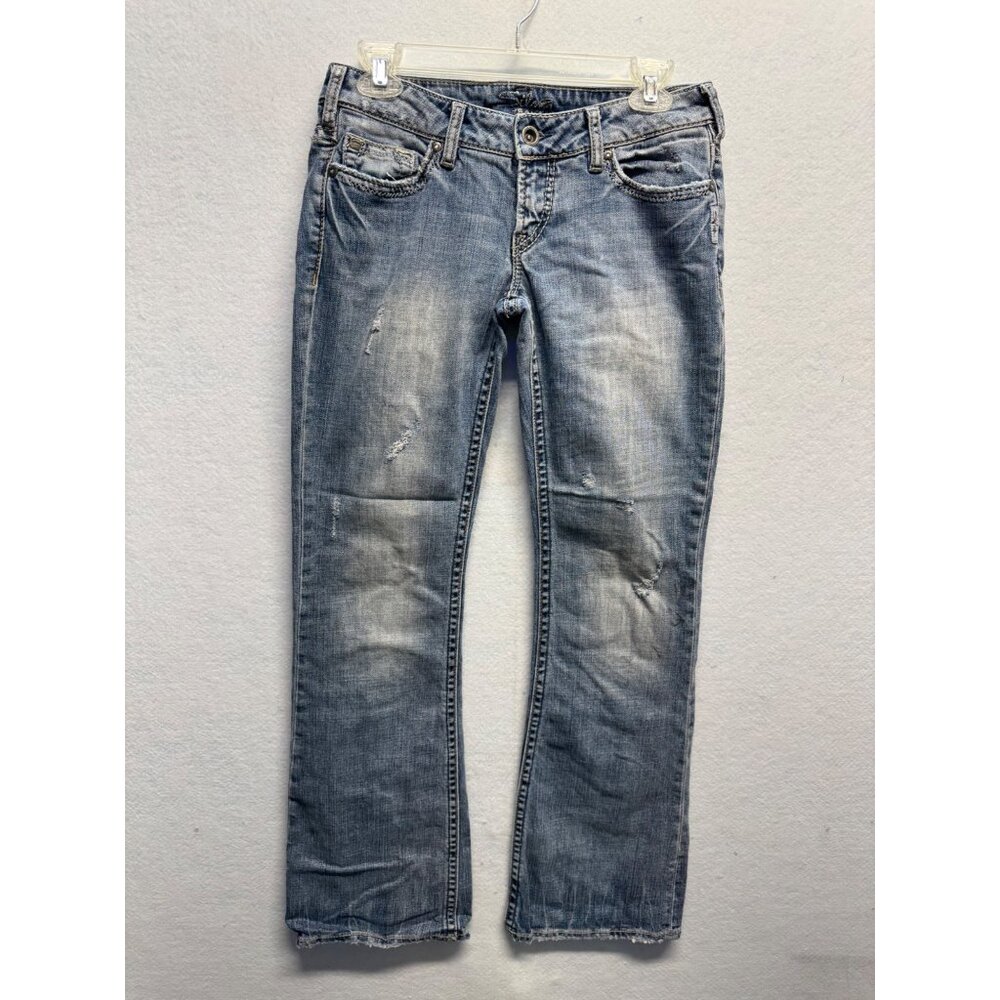 Silver Jeans Co. Womens Distressed Straight-Leg Denim Jeans Size 28/33